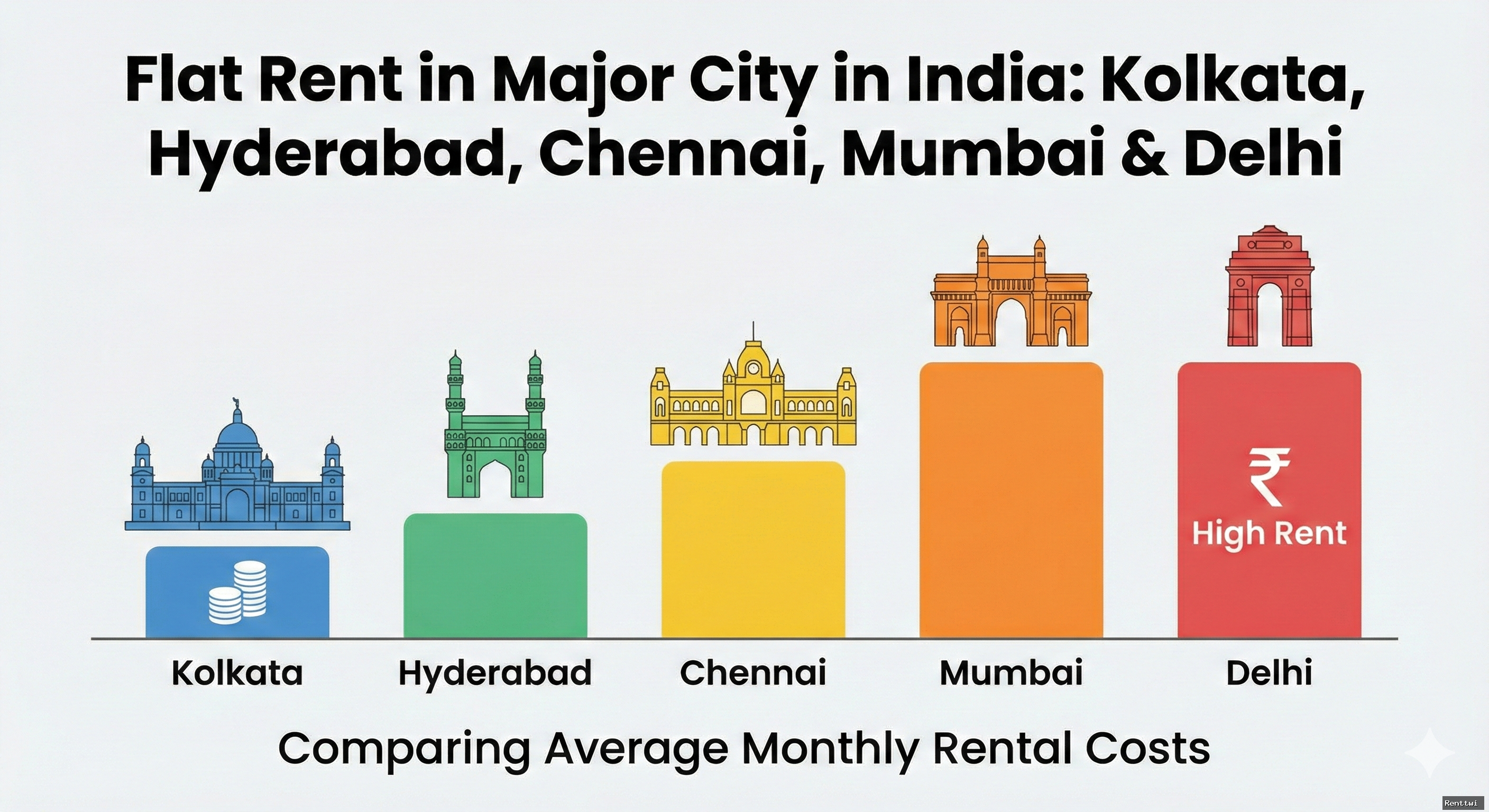 Flat Rent in Major City in India: Kolkata, Hyderabad, Chennai, Mumbai & Delhi